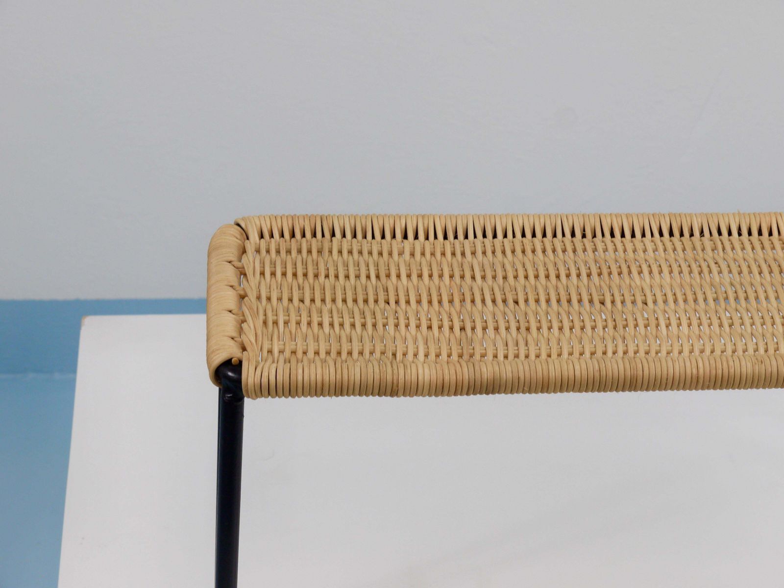 Carl Aubock Side Table, Flower Plant Bench, Iron, Rattan, Wicker, Austria, 1950s photo Furniture