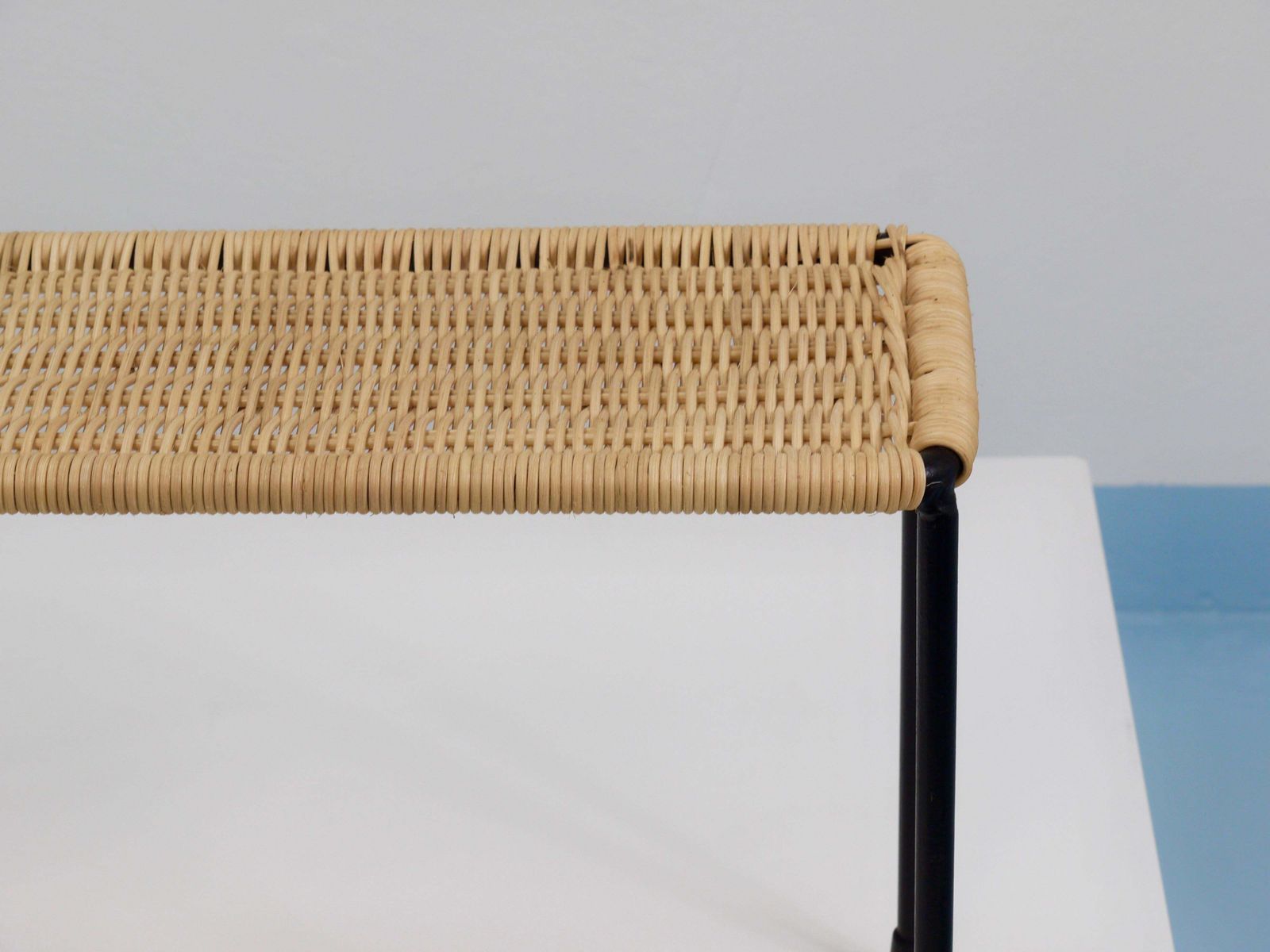 Carl Aubock Side Table, Flower Plant Bench, Iron, Rattan, Wicker, Austria, 1950s photo 1221.0