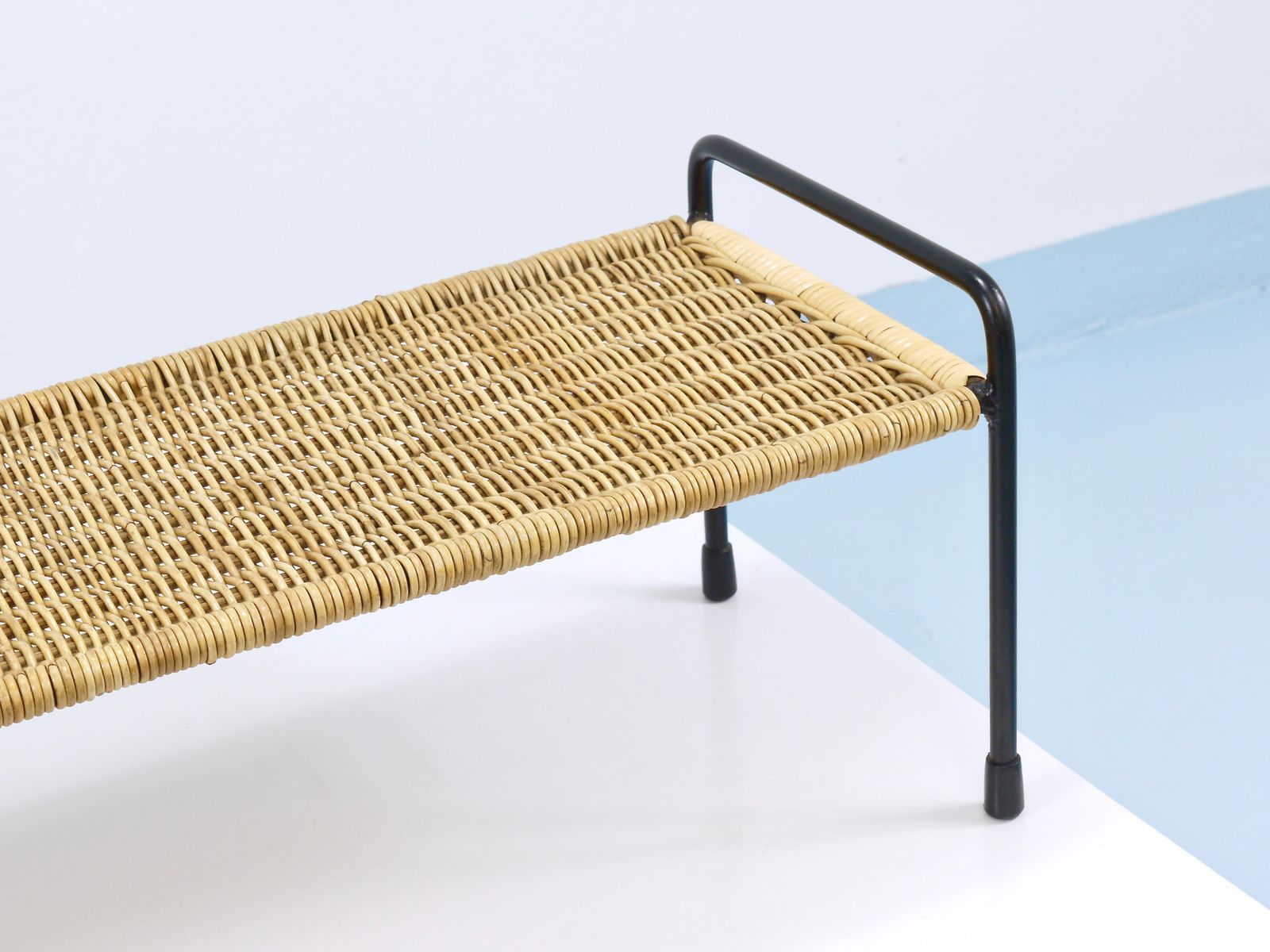 Carl Aubock Side Table, Flower Plant Bench, Iron, Rattan, Wicker, Austria, 1950s photo buy