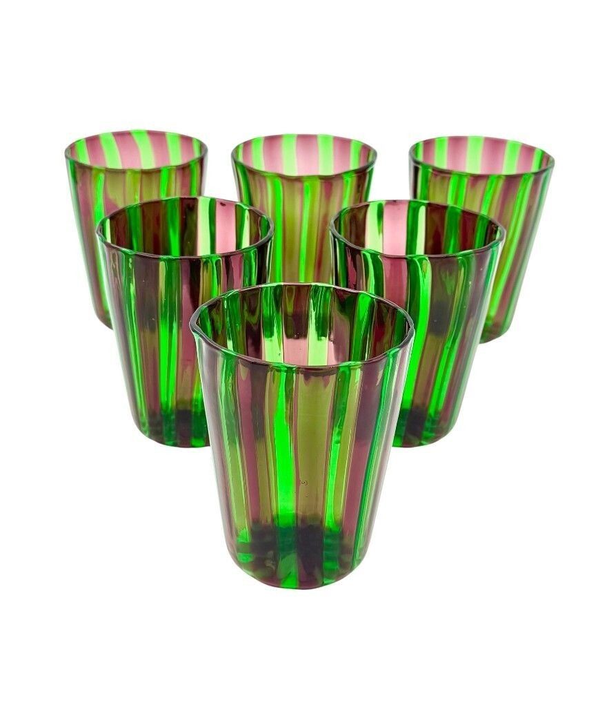 A Set Of Six Italian Handblown Murano Glass Tumblers