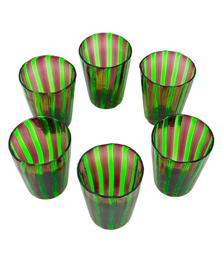 photo buy A Set Of Six Italian Handblown Murano Glass Tumblers