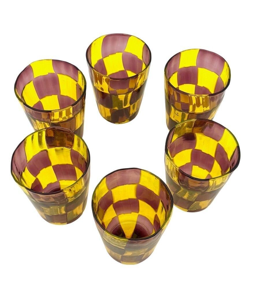 A Set Of Six Italian Handblown Murano Glass Tumblers photo vintage