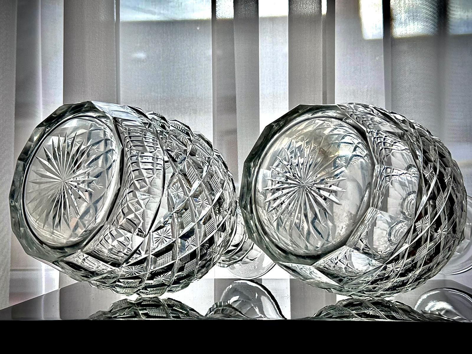 Pair Of Victorian Cut Glass Decanters With Diamond & Hobnail Cutting, England C.1880–1900 photo 385.0