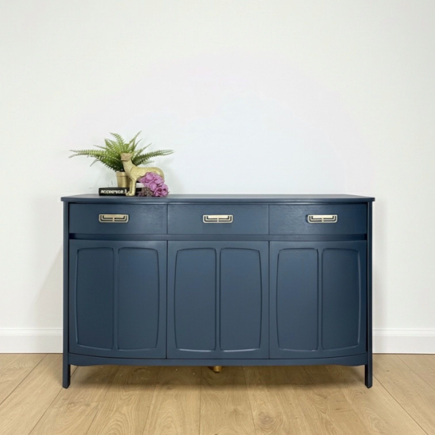 Refinished Navy Blue Nathan Sideboard, Mid Century Modern, Tv Stand, Drinks, Teak