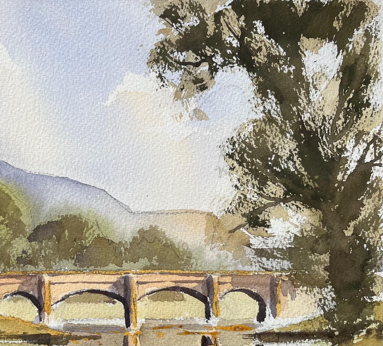 Anthony Avery British Watercolor Of Arncliffe, Littondale With Bridge And Church  1 photo Art