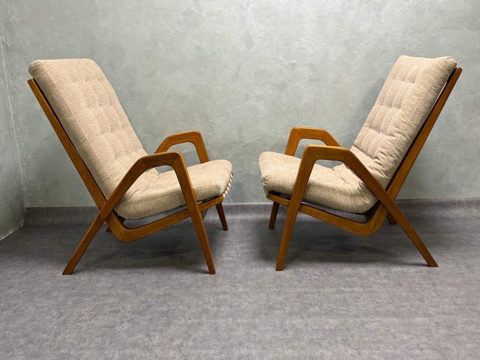 Pair Of Armchairs By Jan Vaněk, 1940s, Fully Restored, Czechoslovakia photo for sale