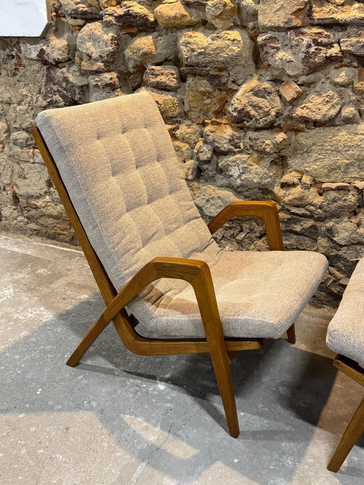 photo vintage Pair Of Armchairs By Jan Vaněk, 1940s, Fully Restored, Czechoslovakia