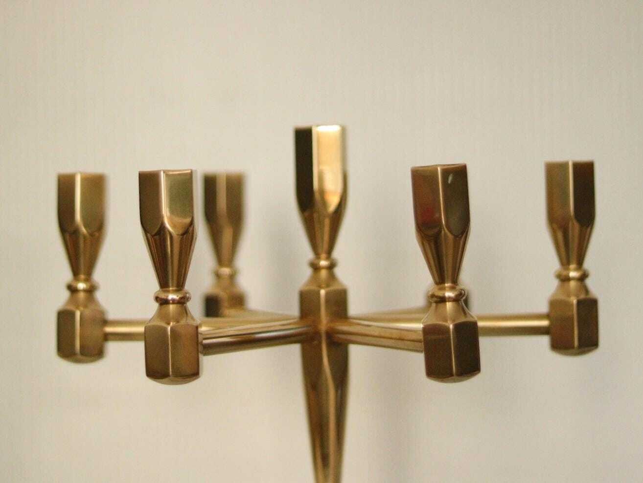 Swedish Vintage Brass Seven Arm Candelabra By Gusum photo vintage
