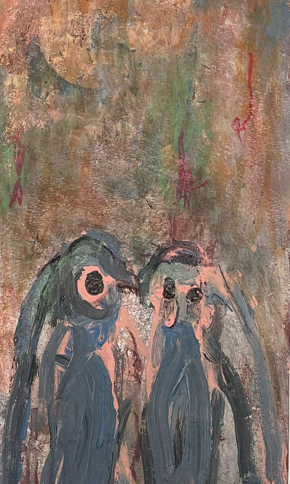 Armand Rottenberg Abstract Expressionist Painting Of Two Penguins Whimsical Companions Oil photo buy