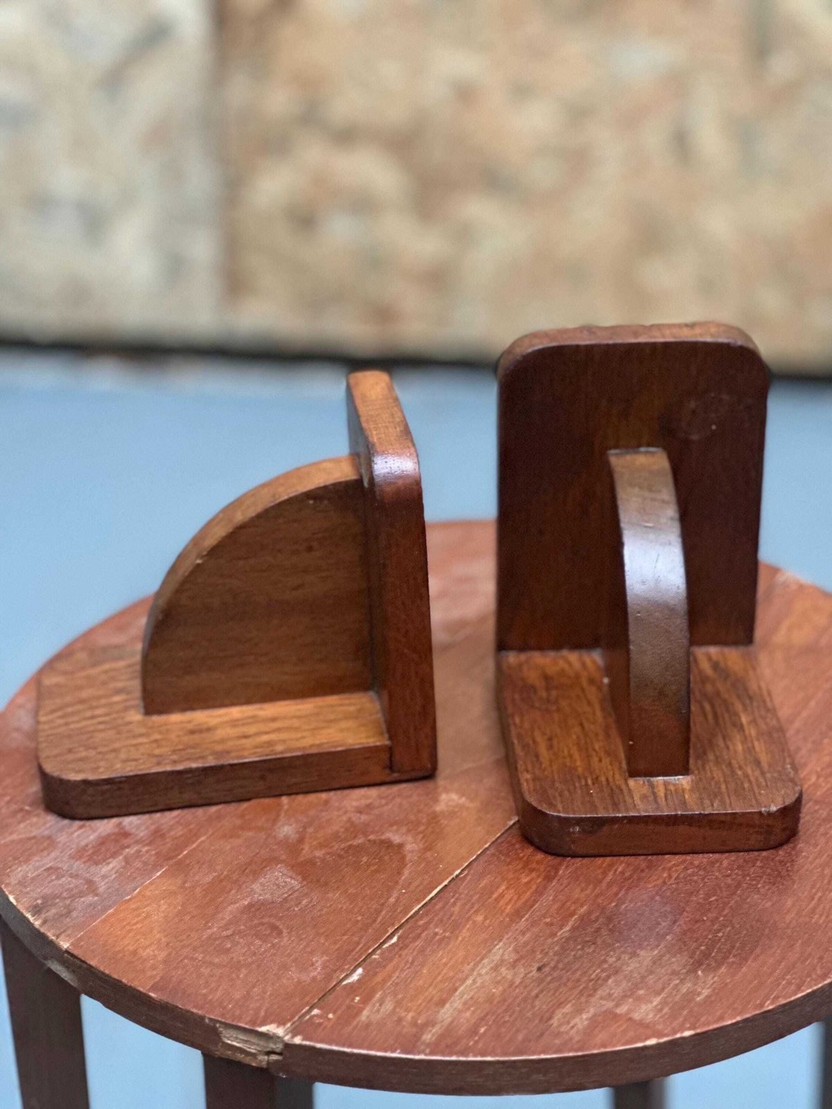 Pair Of Solid Teak Mid Century Bookends / Desk Accessories, C.1950s photo 95.0