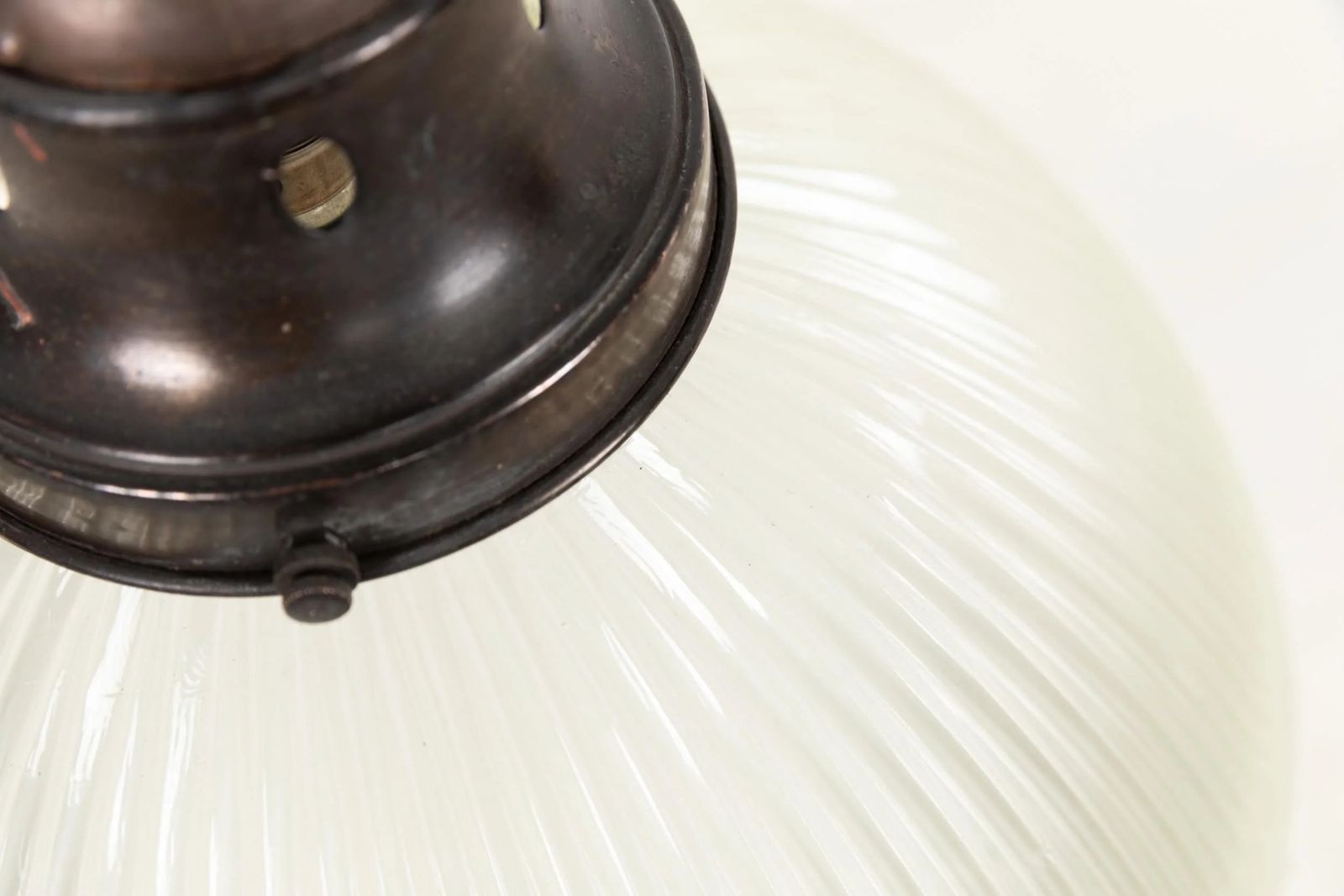 Holophane USA 'Reflector Refractor' Glass Pendant Light photo for sale