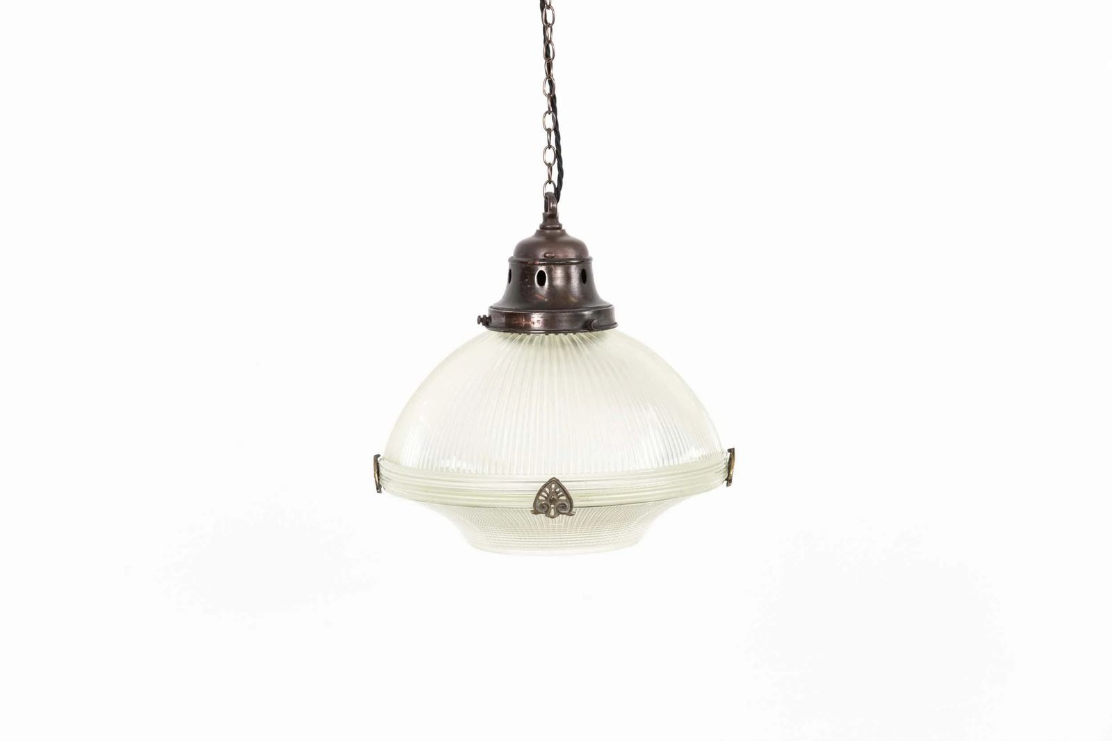 Holophane USA 'Reflector Refractor' Glass Pendant Light photo buy