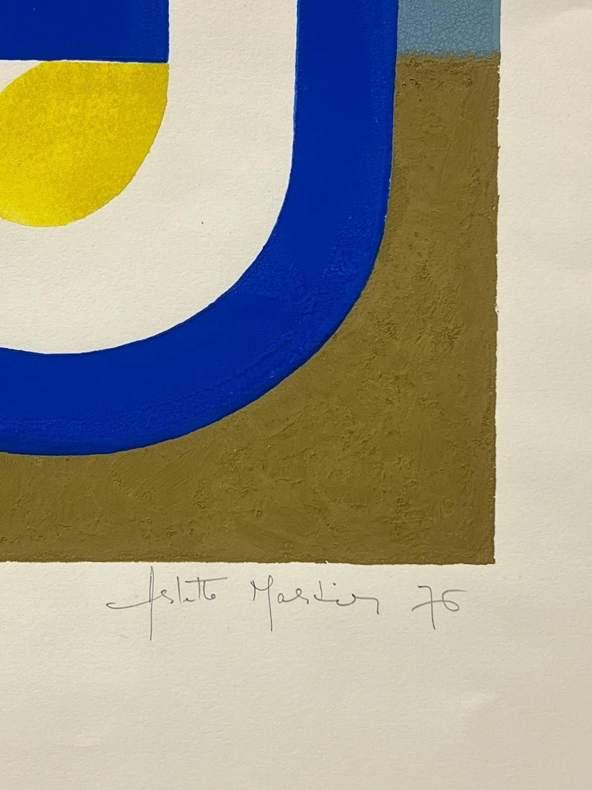 Arlette Martin 1970's French Geometric Abstract Painting Bold Modern Colours 20th Century photo Art