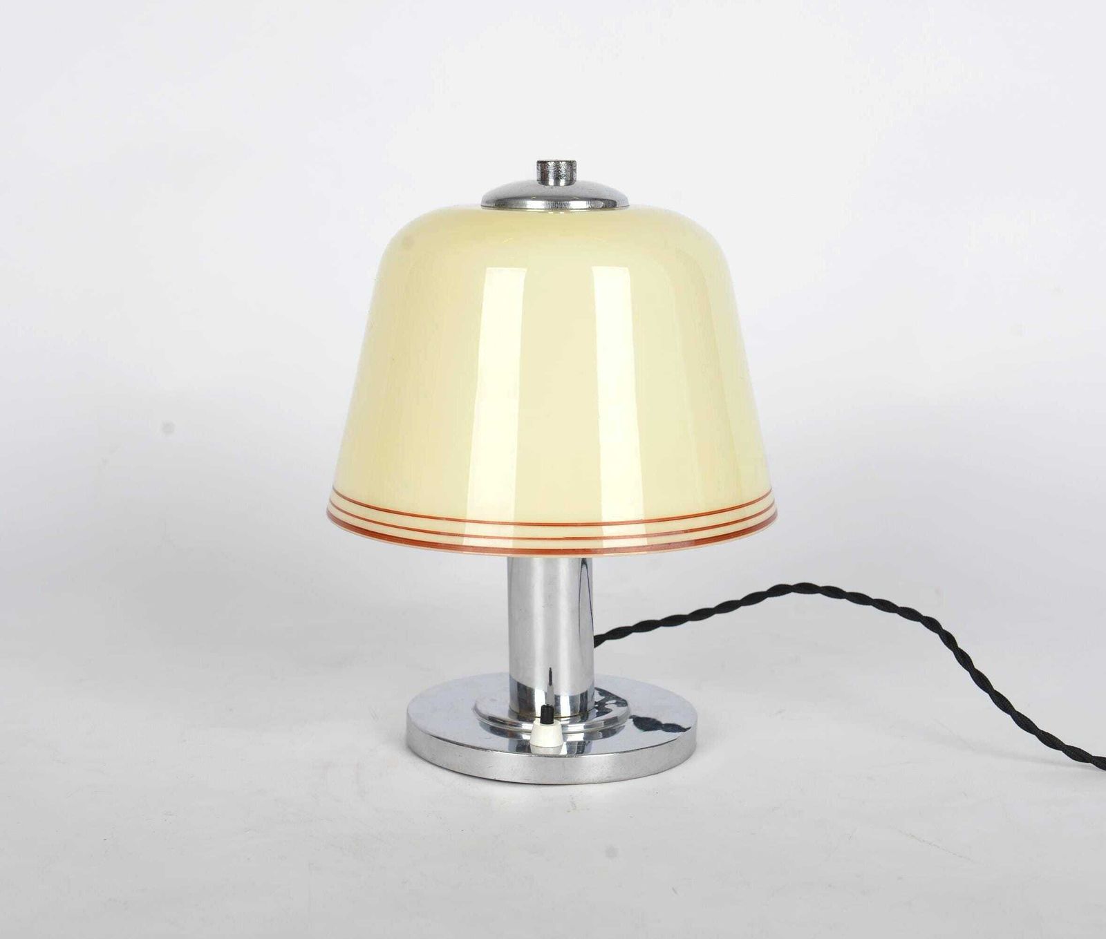 Bauhaus Functionalist Desk Lamp 1930s Chrome Desk Lamp With Opaline Glass, Modernist Lamp, Mid Century Glass Lamp