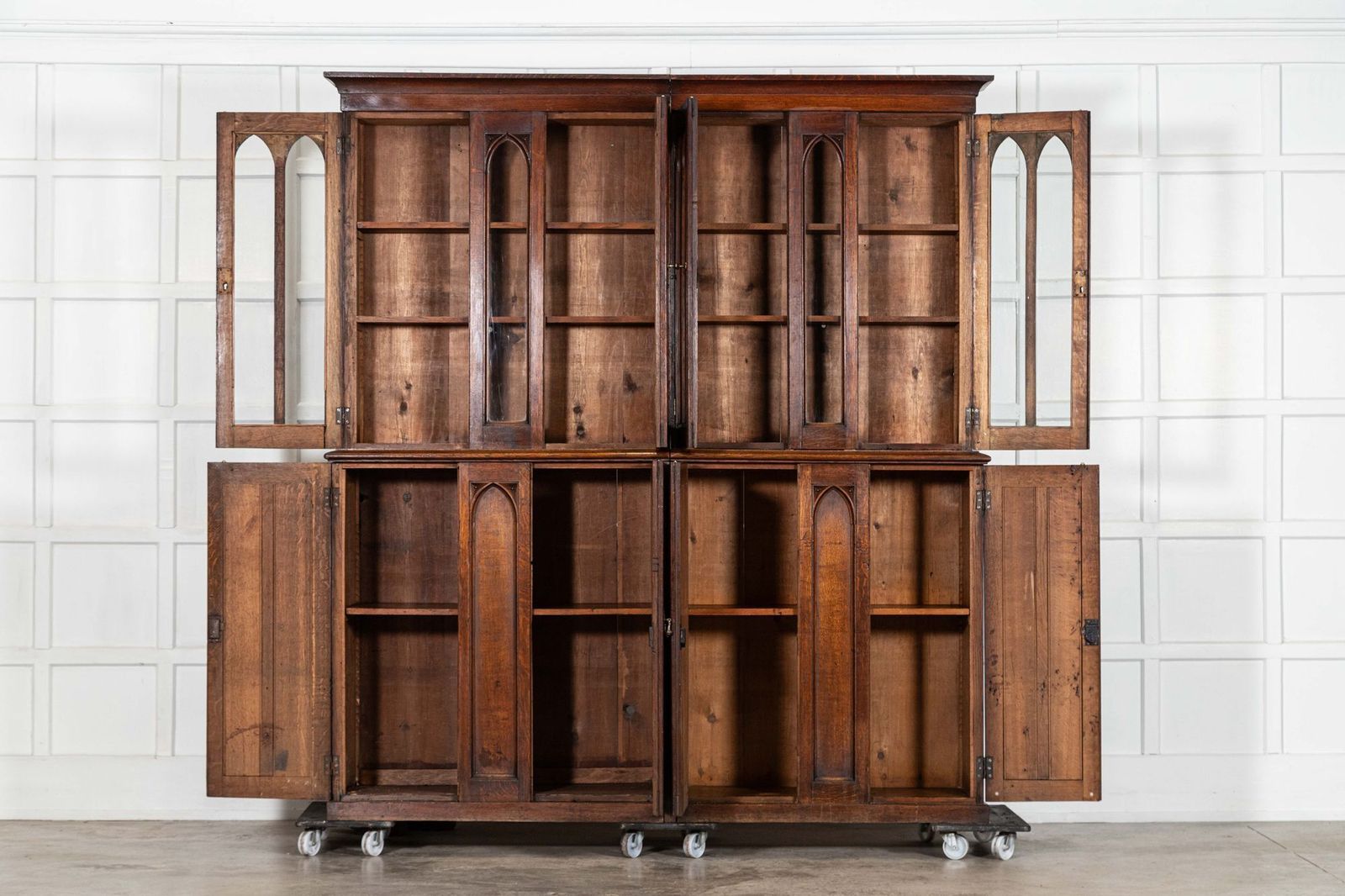Large 19thc Oak Glazed Library Bookcase photo for sale
