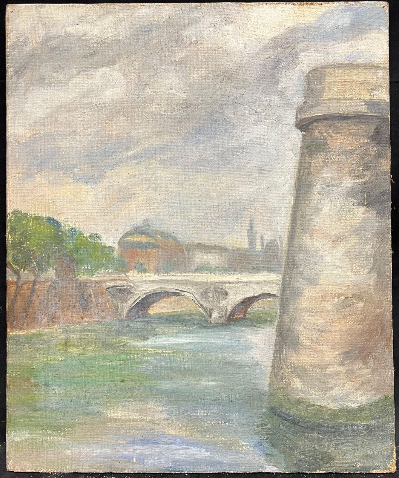 Simone Forge 1930's French Impressionist Impressionistic Parisian Stone Bridge River Seine 19th Century photo furniture