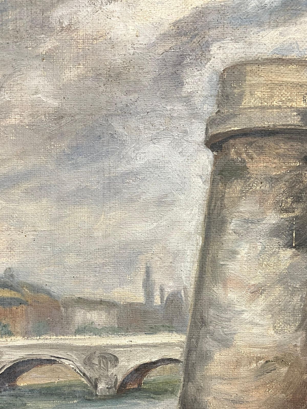 Simone Forge 1930's French Impressionist Impressionistic Parisian Stone Bridge River Seine 19th Century photo for sale