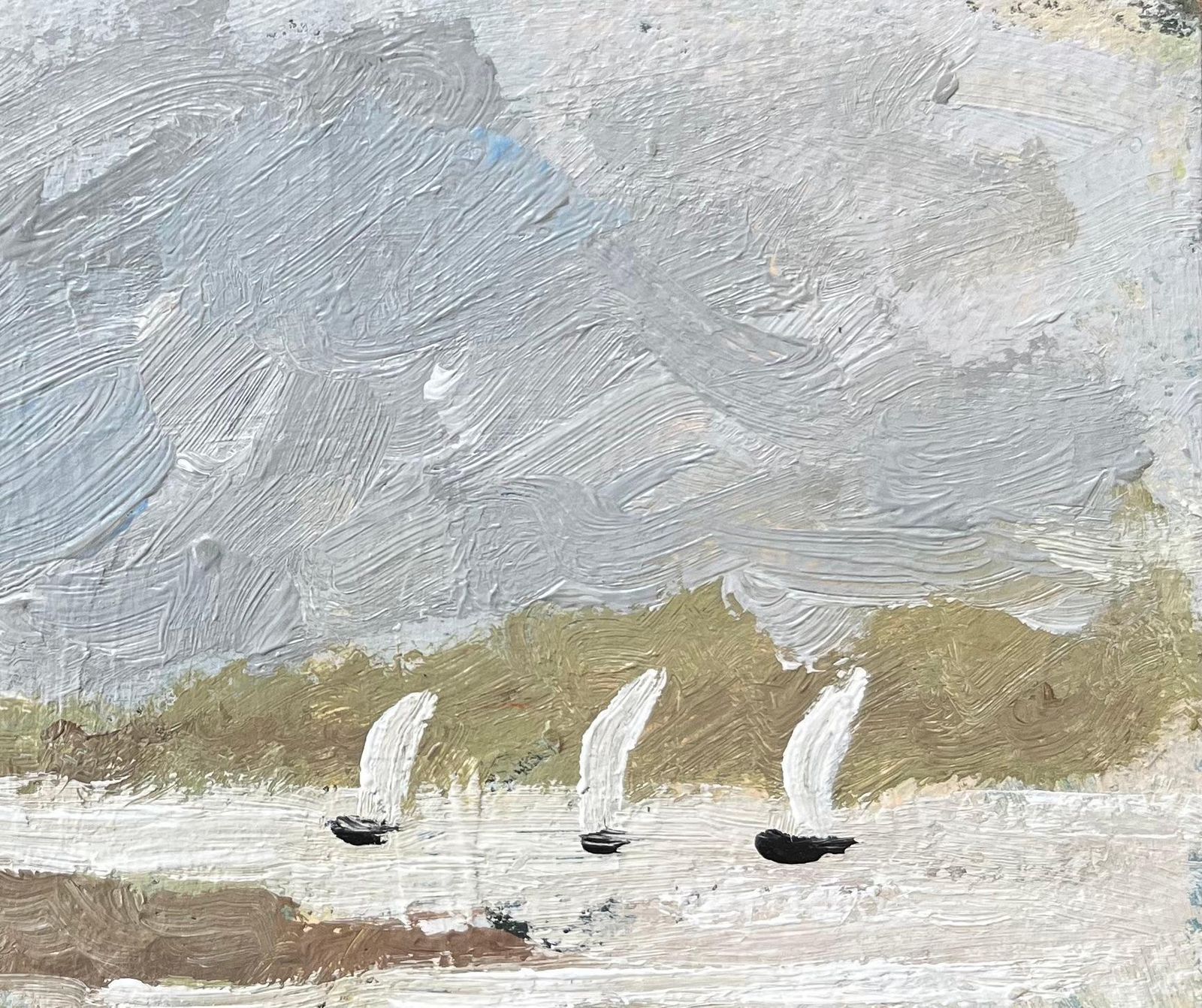 French Impressionist Oil Painting Of Sailboats In Regatta At Saint Lunaire Bay photo vinterior