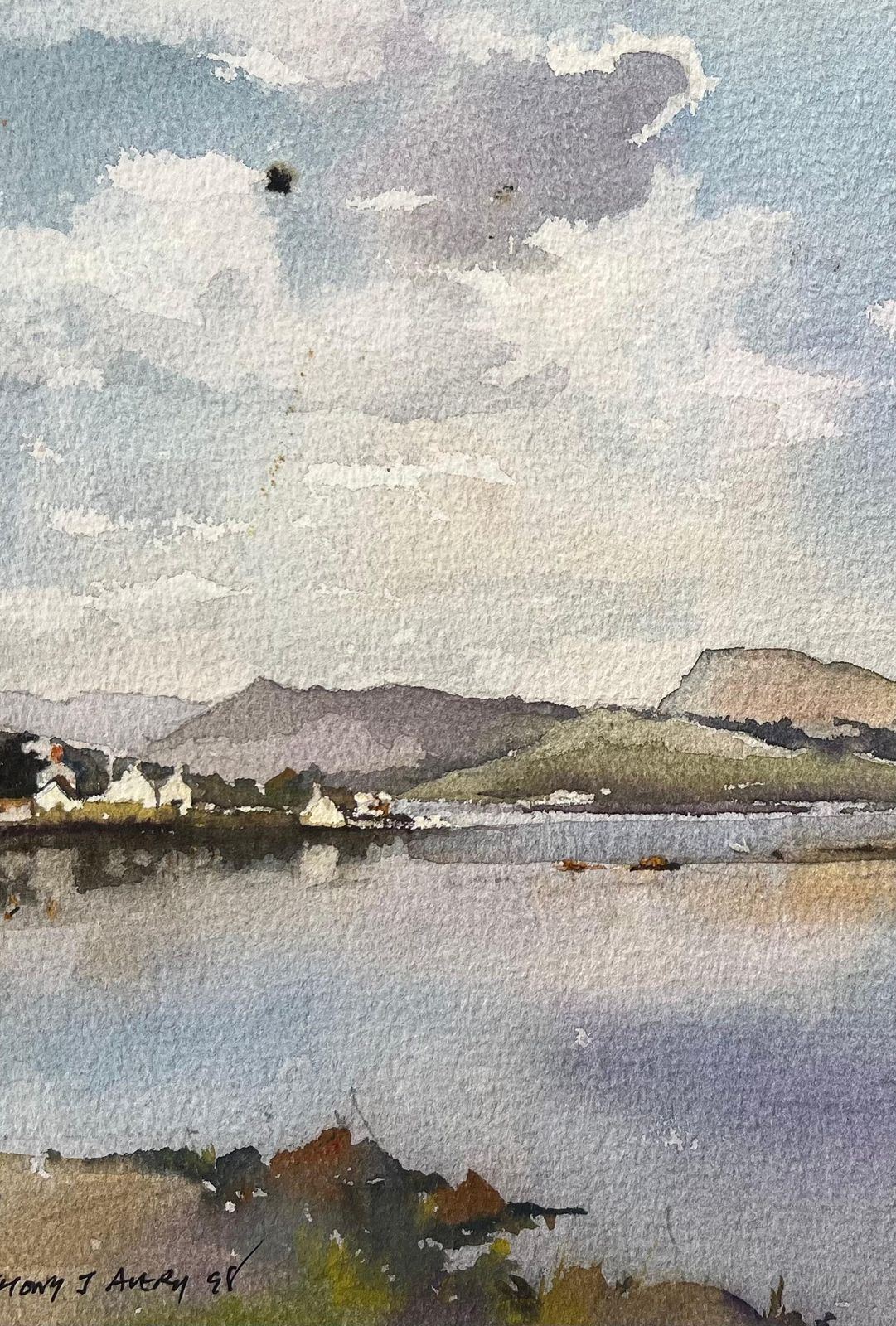 Anthony Avery British Impressionist Watercolor Of Plockton Reflections, Scottish Highlands 1998 photo Art