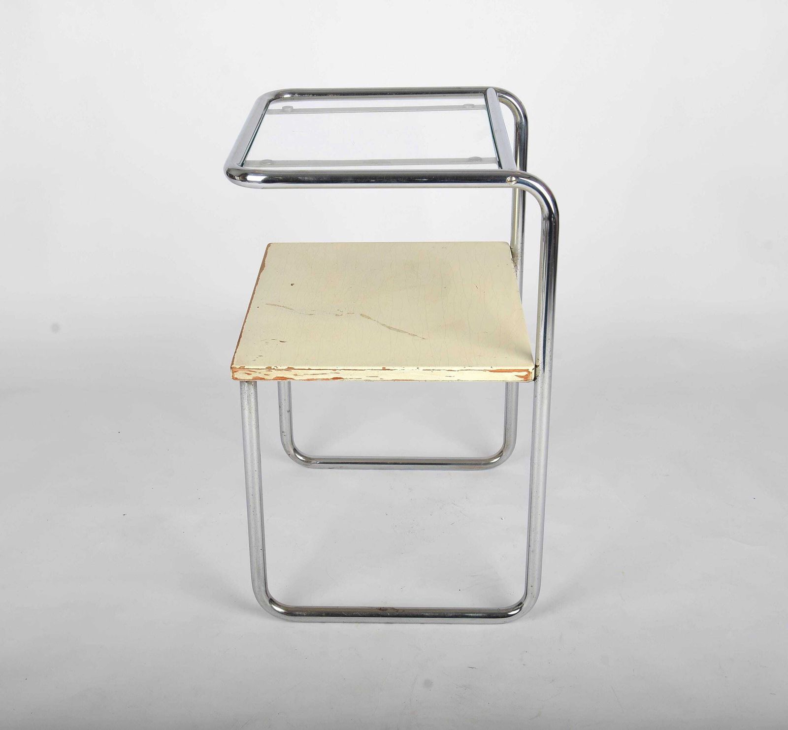Bauhaus Tubular Steel Nightstand Thonet Style Bedside Table Vintage Modernist Furniture, 1930s Bauhaus Side Table, Industrial Furniture photo vinterior