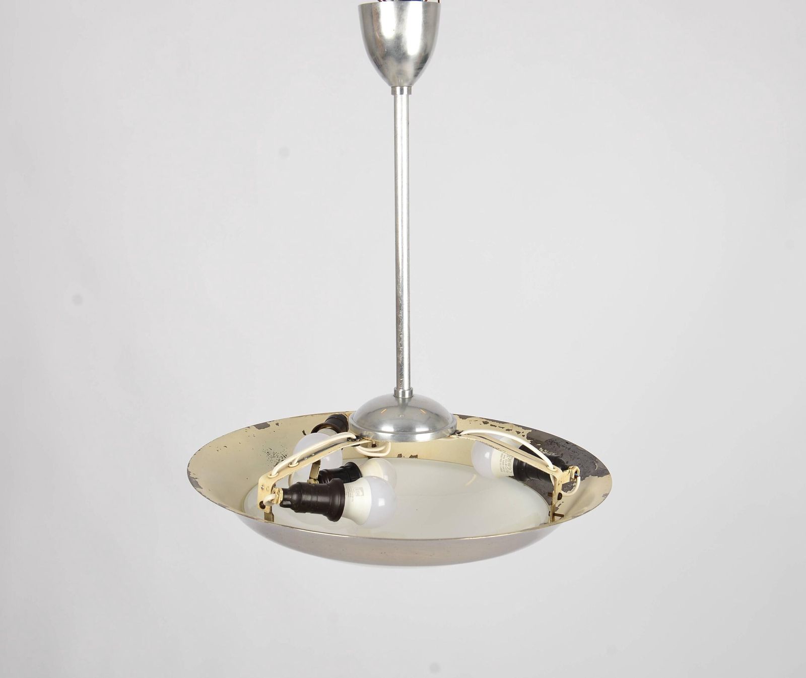 Bauhaus Ceiling Light By Franta Anyz 1930s Nickel Plated Light Functionalist Pendant Light Modernist Light 1930s Chandelier Bauhaus Pendant photo for sale