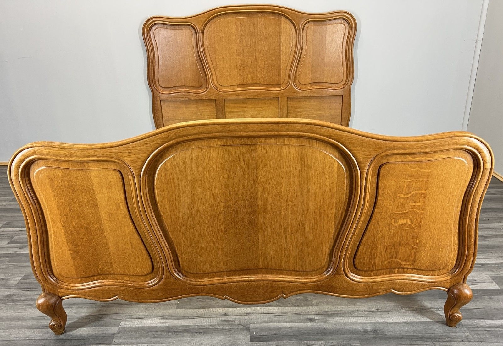 Bed Vintage French Louis XVI Double Bed Frame Oak Carved Headboard Lot 4614 photo for sale