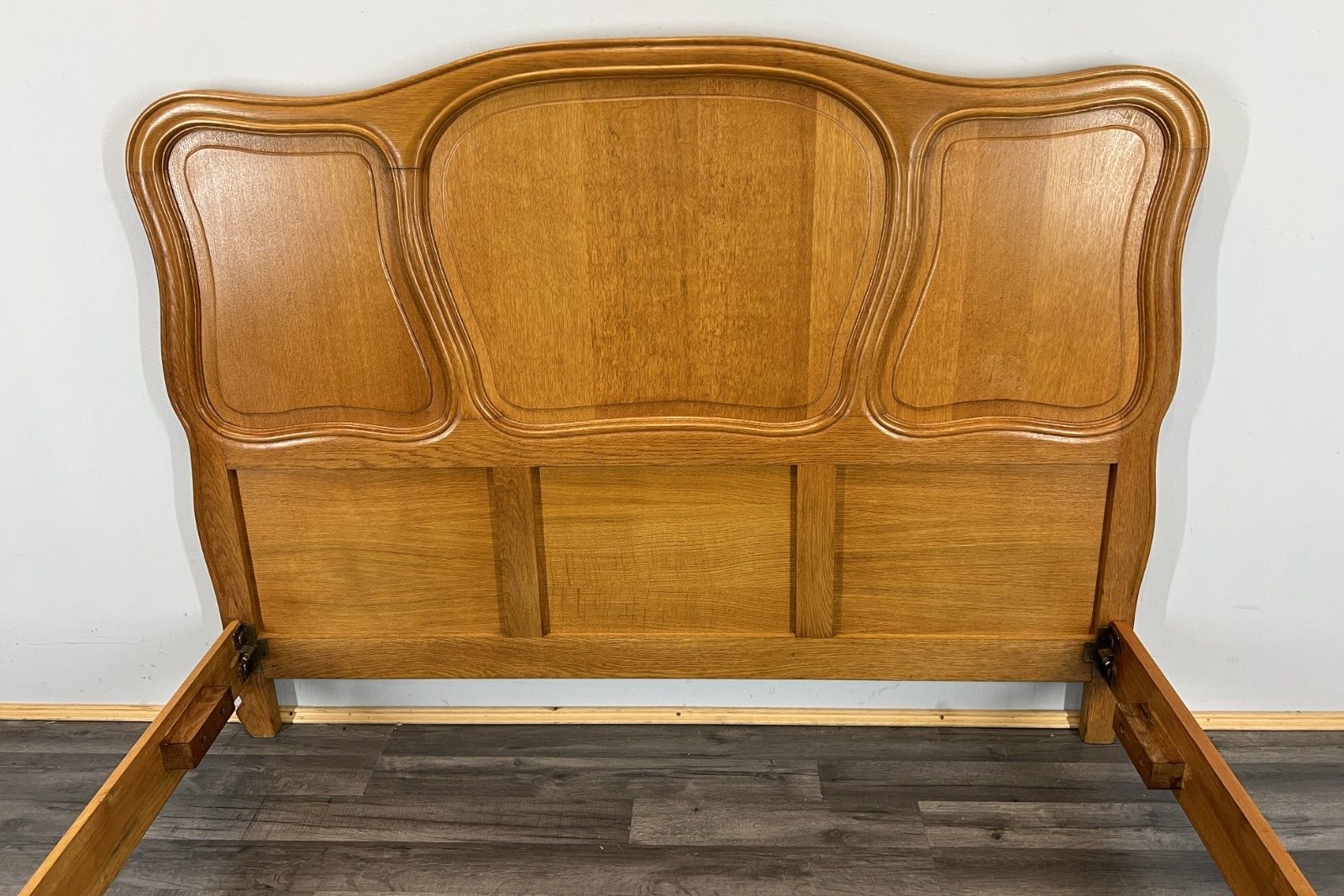 Bed Vintage French Louis XVI Double Bed Frame Oak Carved Headboard Lot 4614 photo vinterior