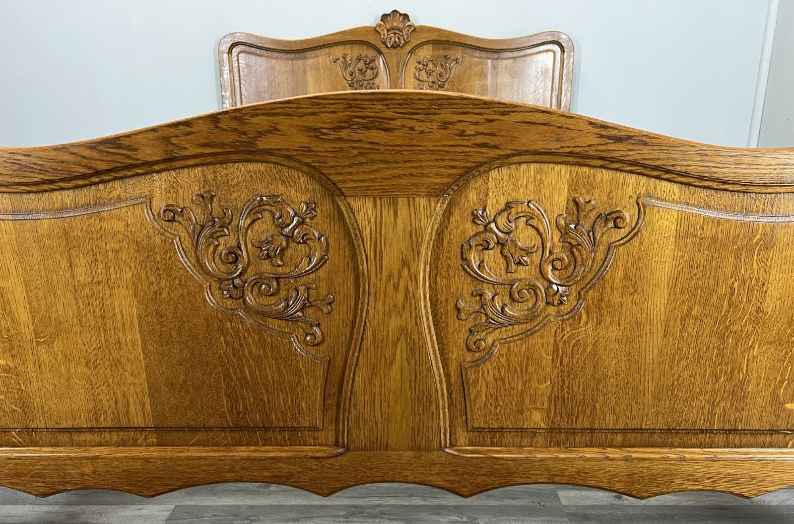 Bed Vintage French Louis XVI Double Bed Frame Oak Carved Headboard Lot 4613 photo Furniture