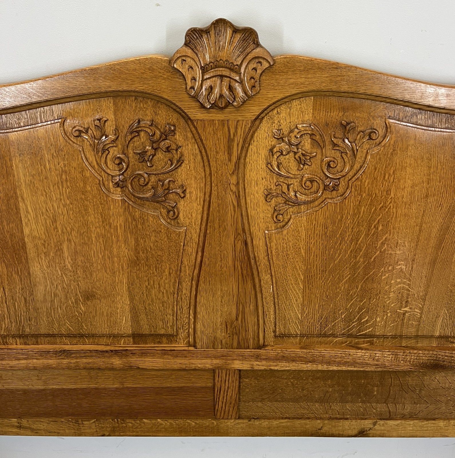 Bed Vintage French Louis XVI Double Bed Frame Oak Carved Headboard Lot 4613 photo vintage