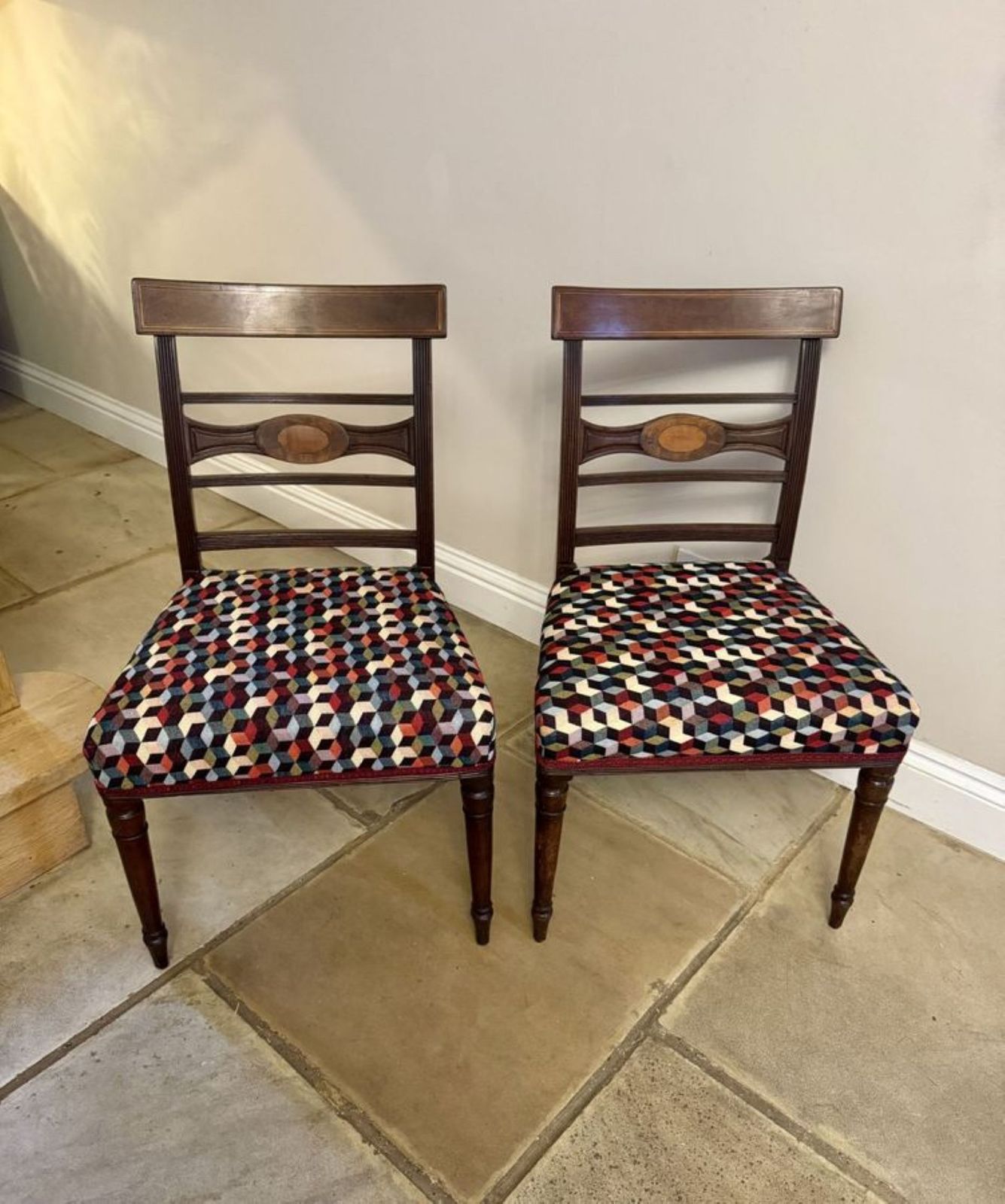 Vibrant Pair Of Regency Mahogany Inlaid Pair Of Chairs photo Furniture