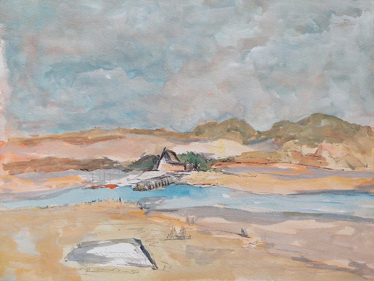 Bernard Labbe 20th Century French Modernist Cubist Painting Labbe, Coastal Landscape 20th Century photo for sale