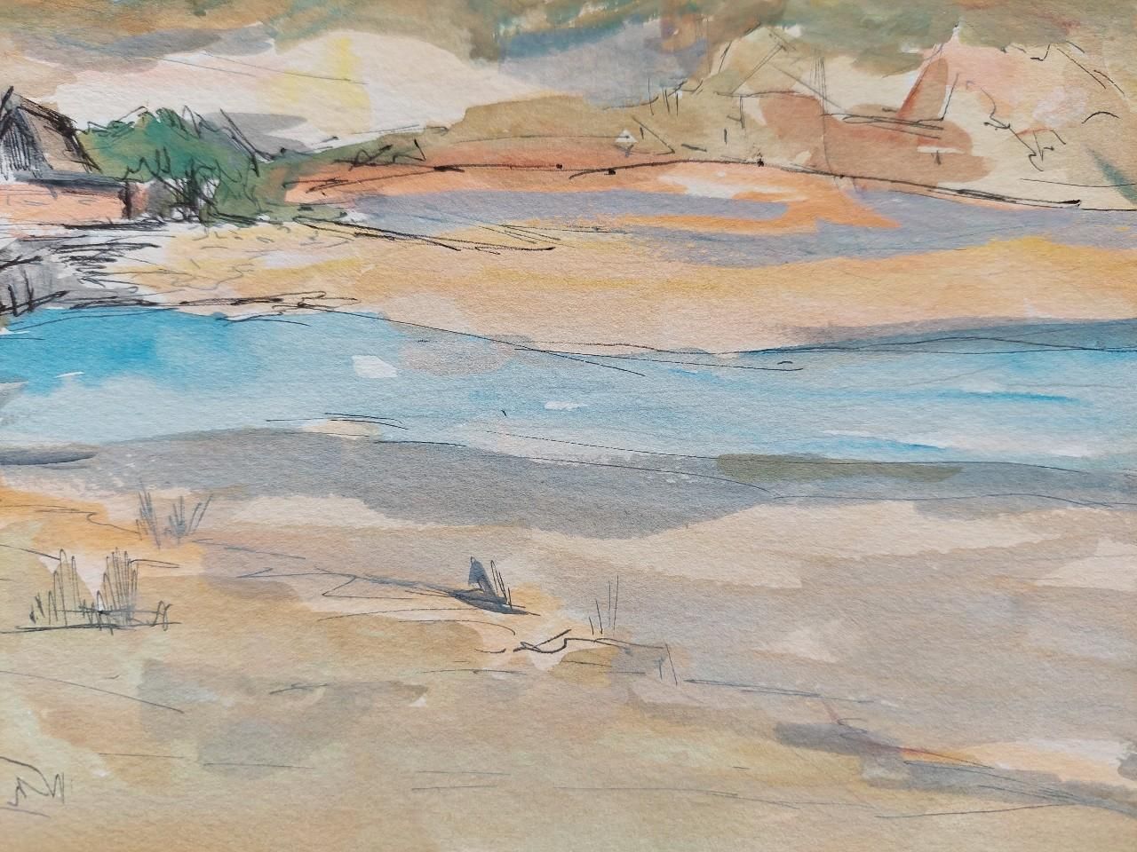 Bernard Labbe 20th Century French Modernist Cubist Painting Labbe, Coastal Landscape 20th Century photo vinterior
