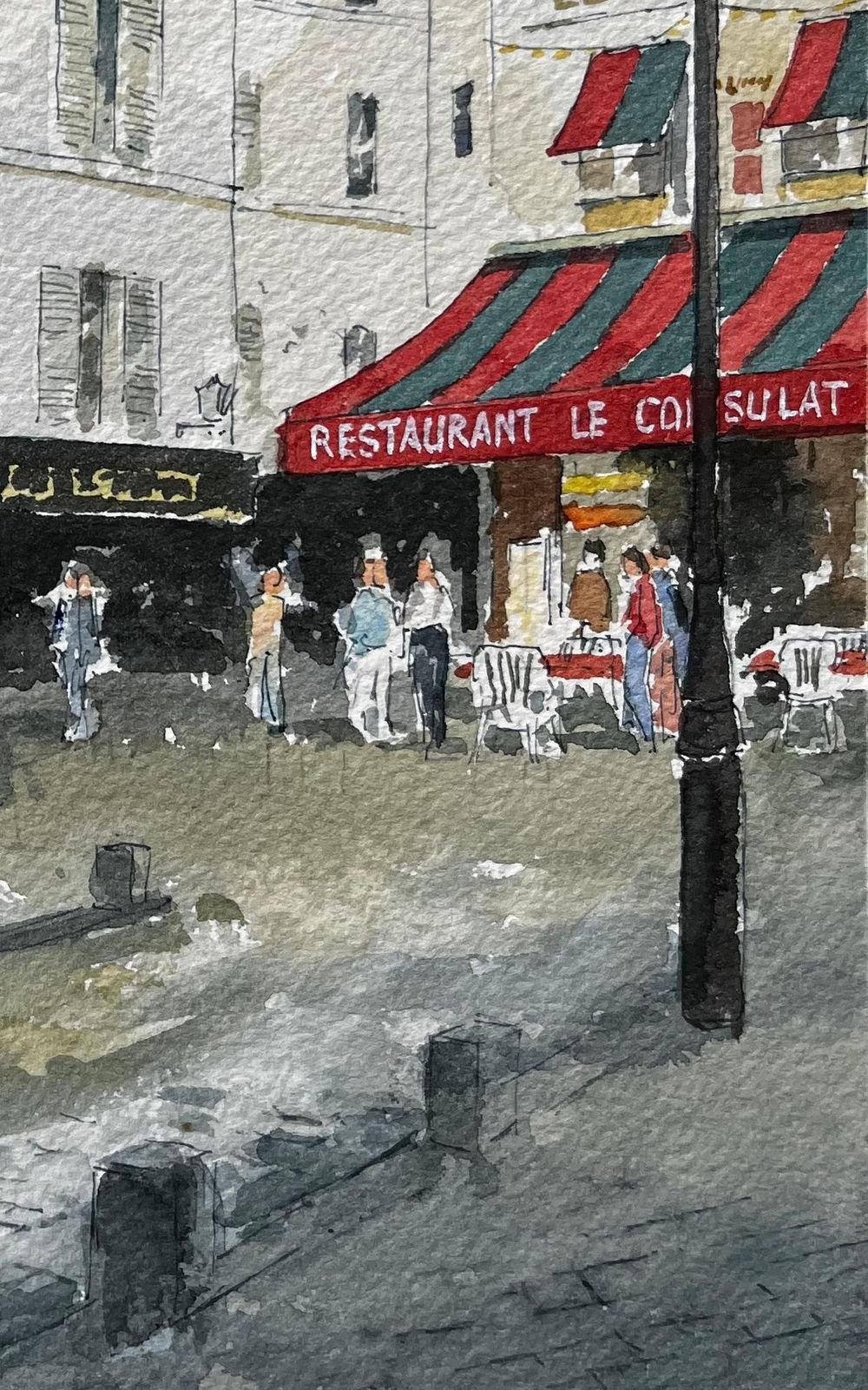 Anthony Herbert Paris Street Scene With Le Consulat Café And Classic Montmartre Architecture photo for sale