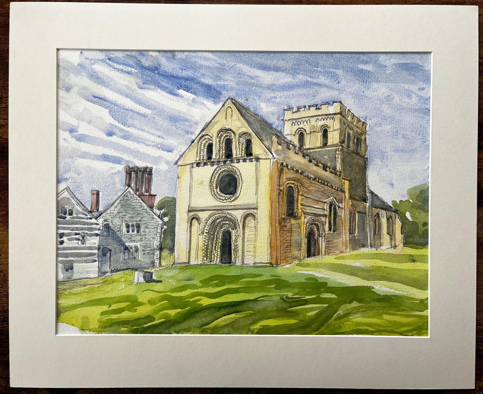 John Steane (B.1931) Iffley Church Oxfordshire Romanesque Architecture British Church Painting photo furniture