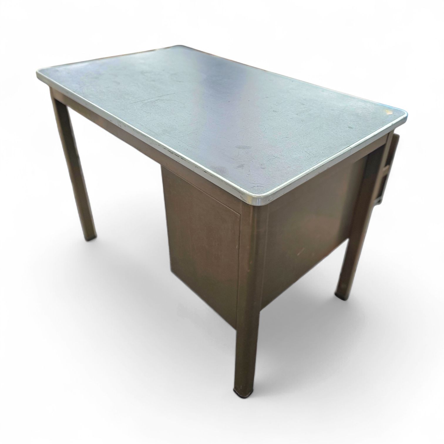 Industrial Brown Desk 1960s / Linoleum Inlay / Model 7231 / Gispen / 1950s photo vinterior