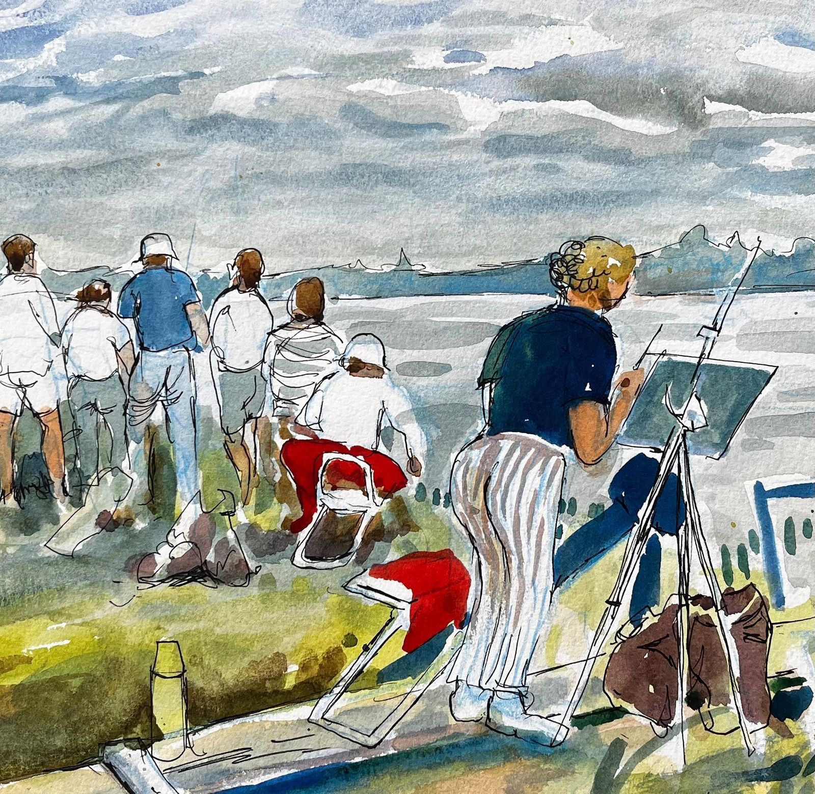 Ohn Steane (B.1931) Flatford Mill Painting Course Group Of Artists By British Painter John Steane 2013 photo buy