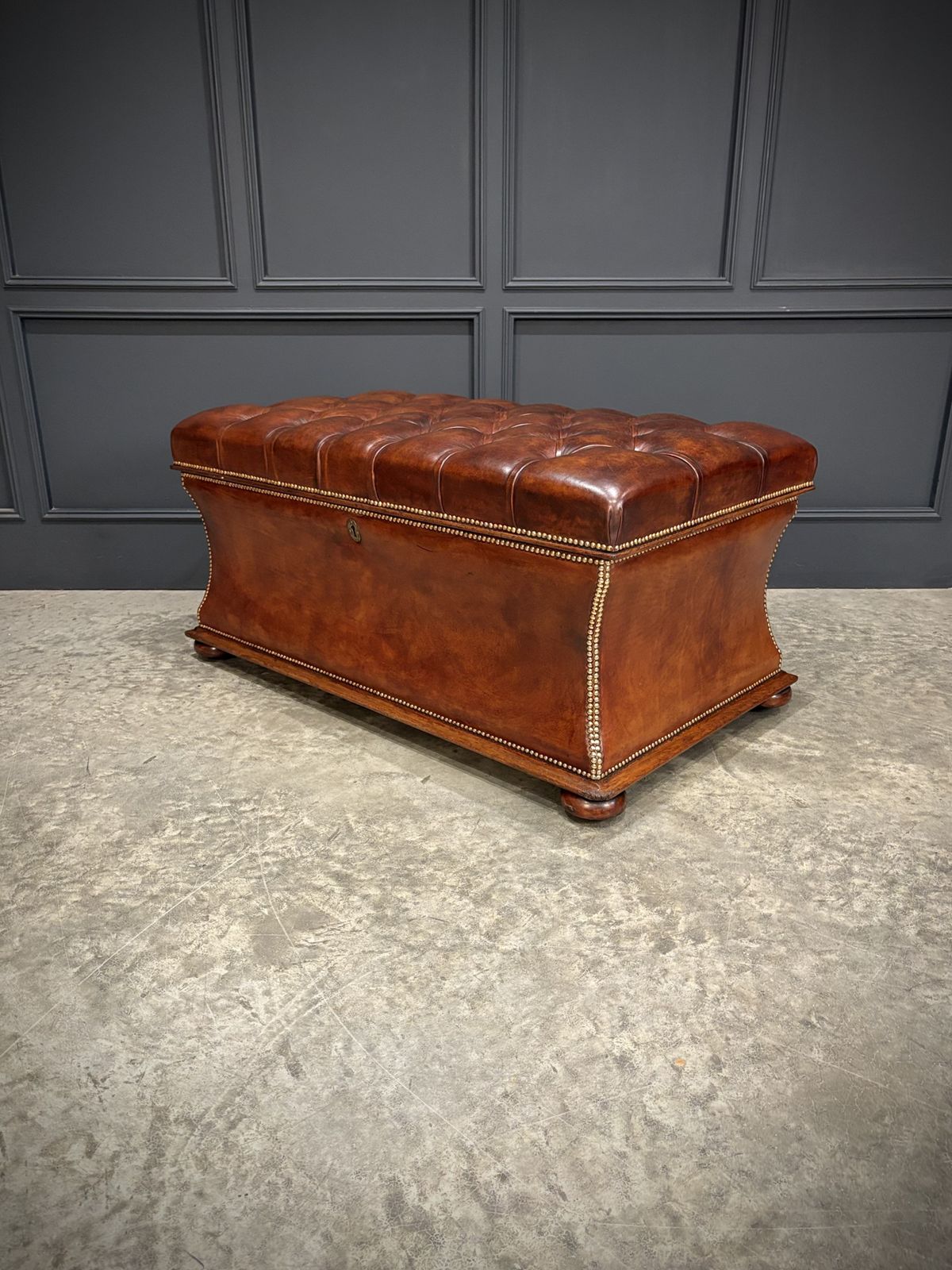 Large Regency Leather Ottoman photo for sale
