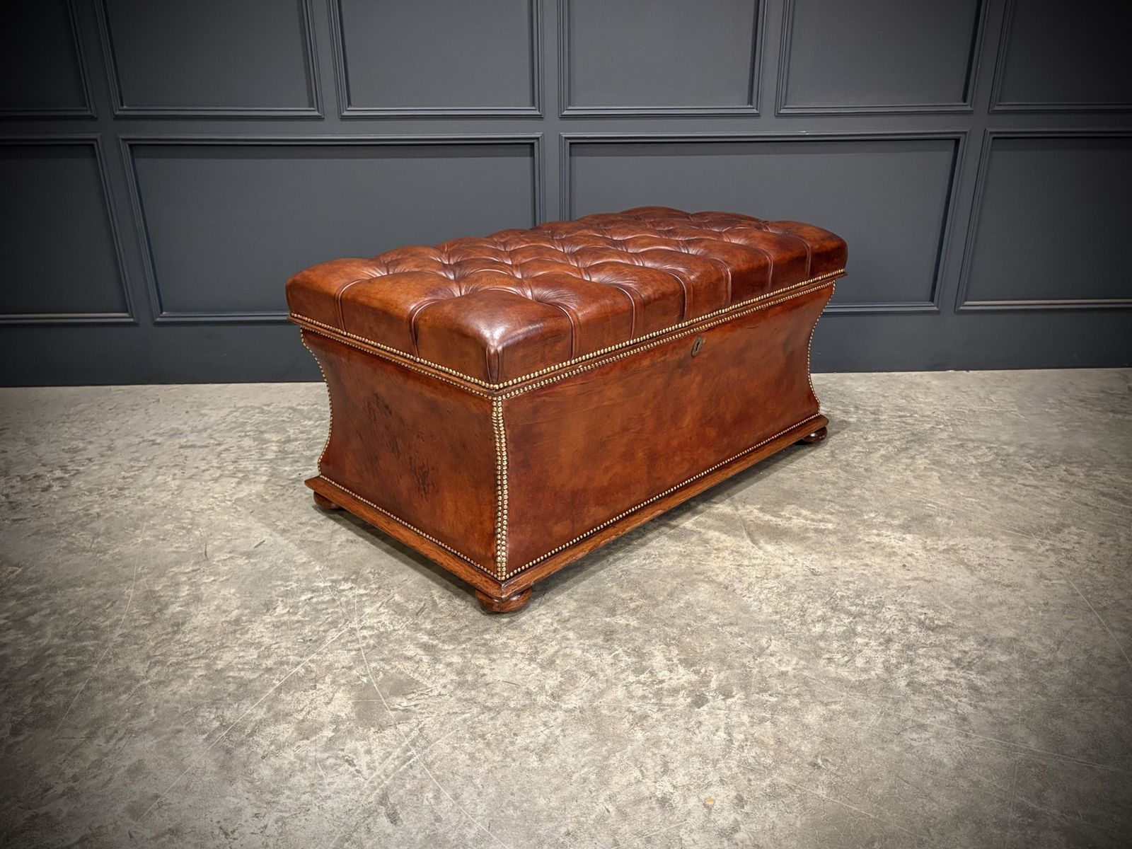 Large Regency Leather Ottoman photo 3185.0
