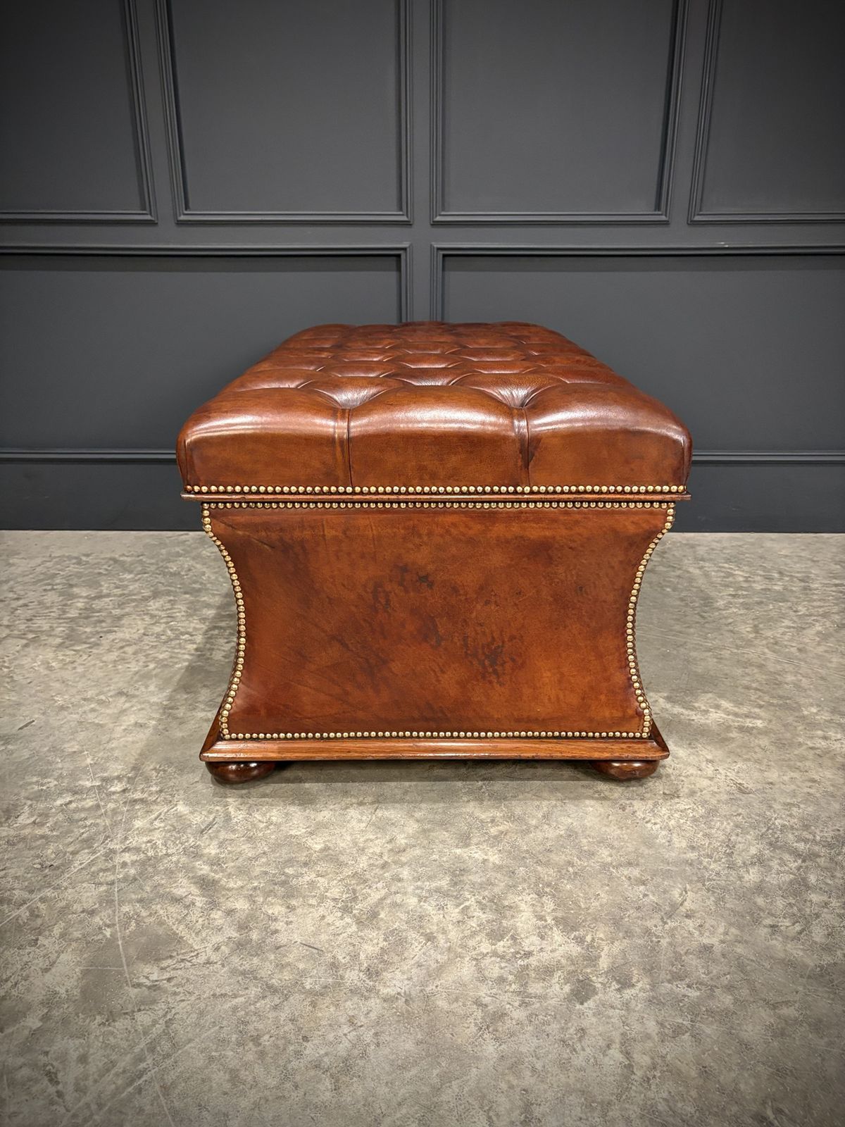 Large Regency Leather Ottoman photo buy