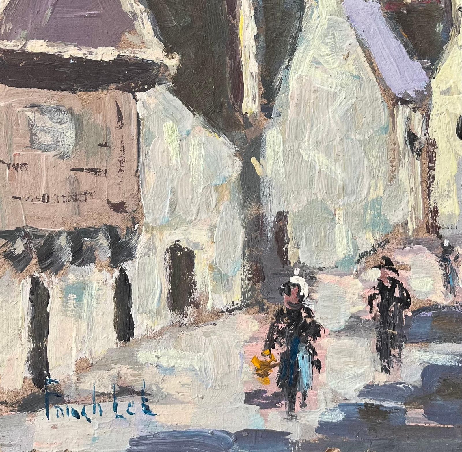 French Impressionist Oil Painting Of Village View In Espalion  Aveyron photo for sale