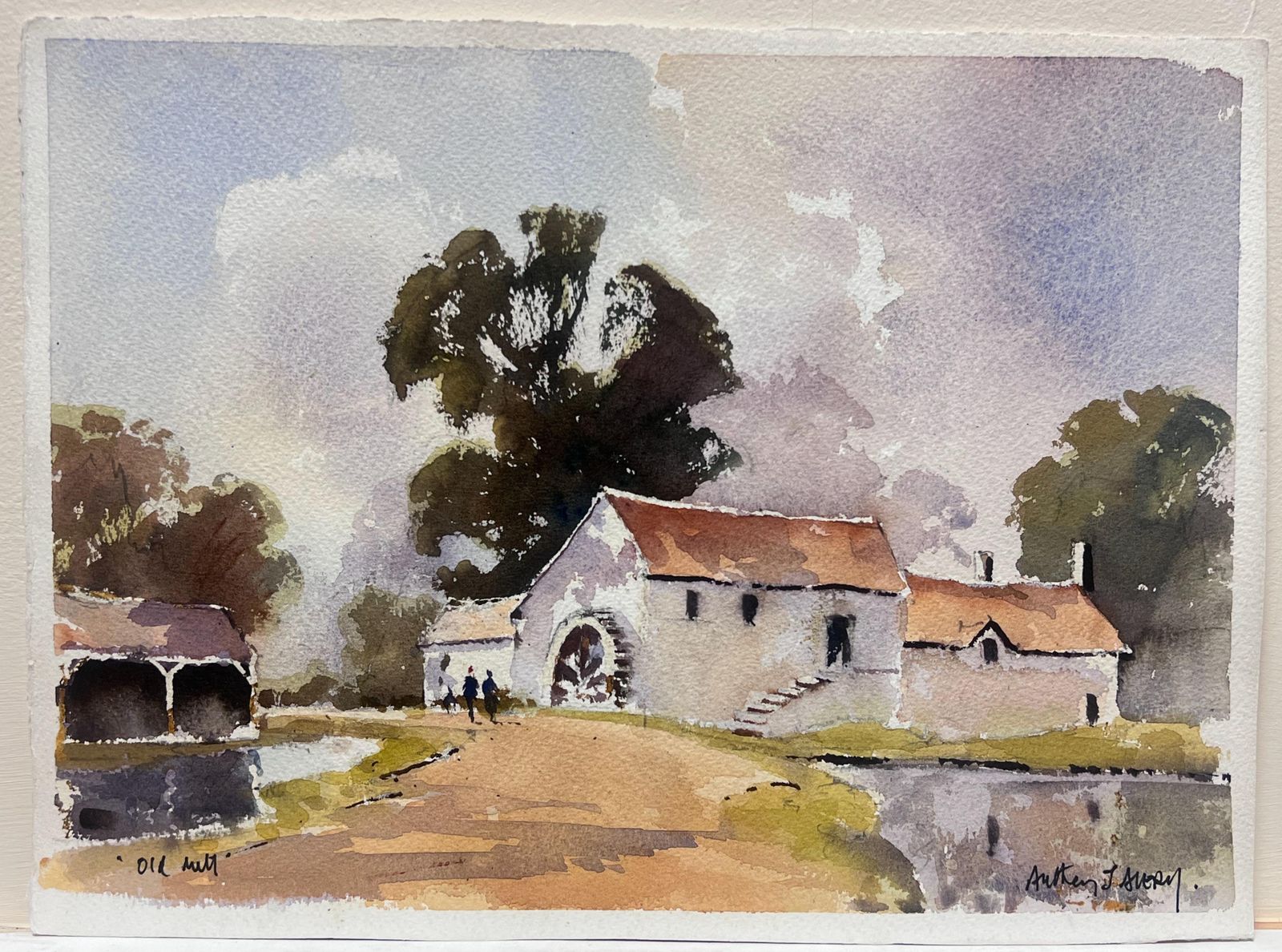 Anthony Avery British Impressionist Watercolor Water Mill House Down The Country Track photo furniture