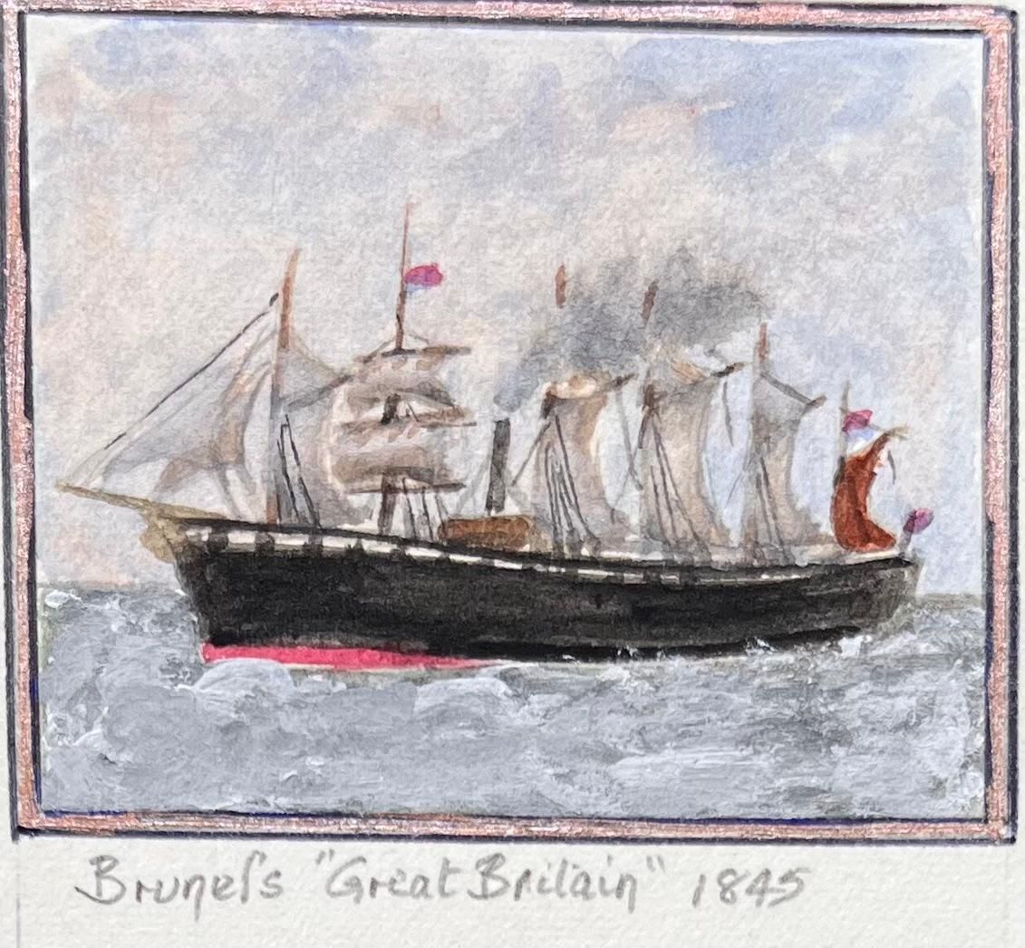 Jack Grunwell Set Of Three Maritime Miniature Watercolors Of Historic Bristol Ships photo for sale