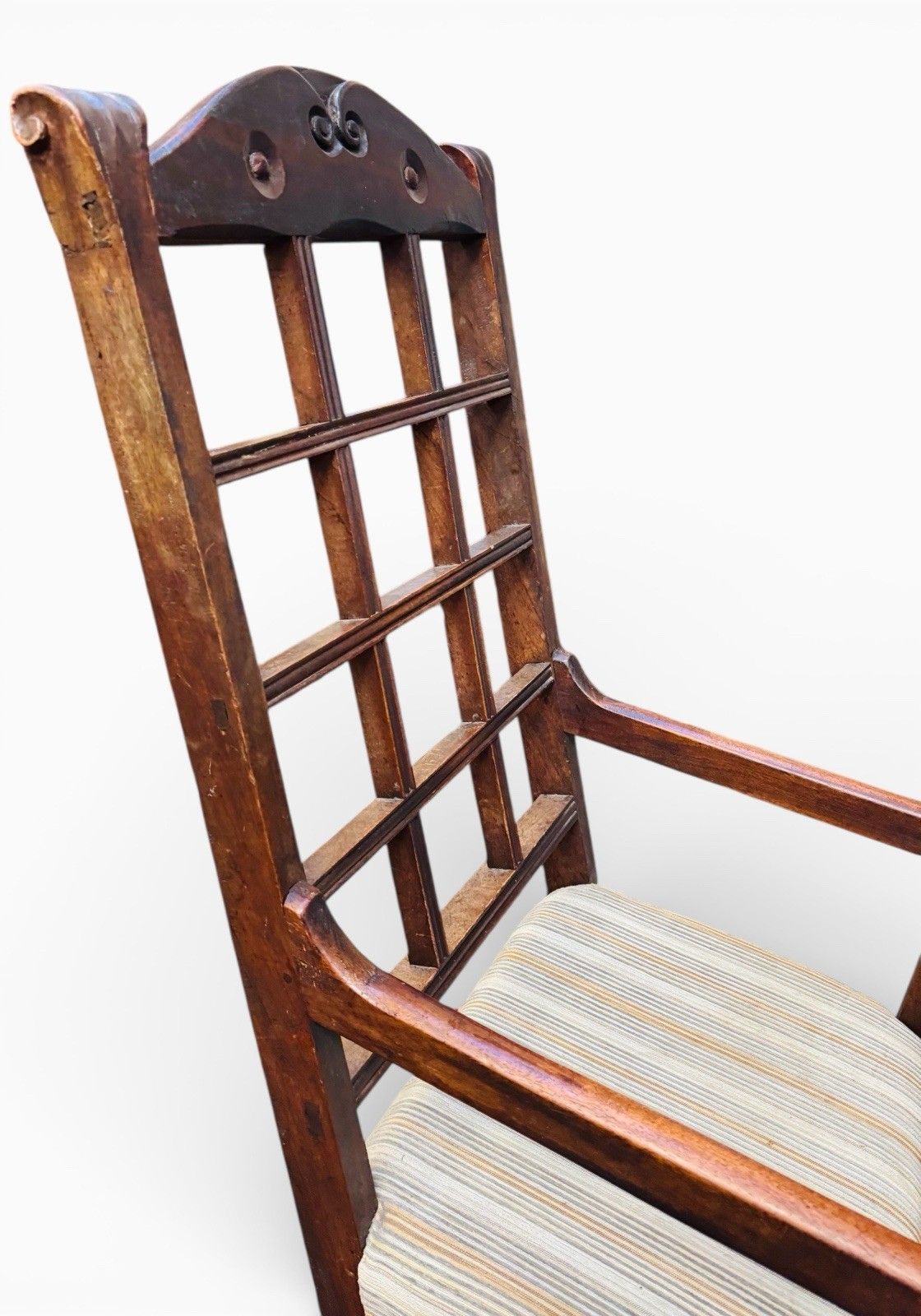 photo vintage Antique William Birich Mahogany Armchair Arts And Crafts Lattice Backs C1900s