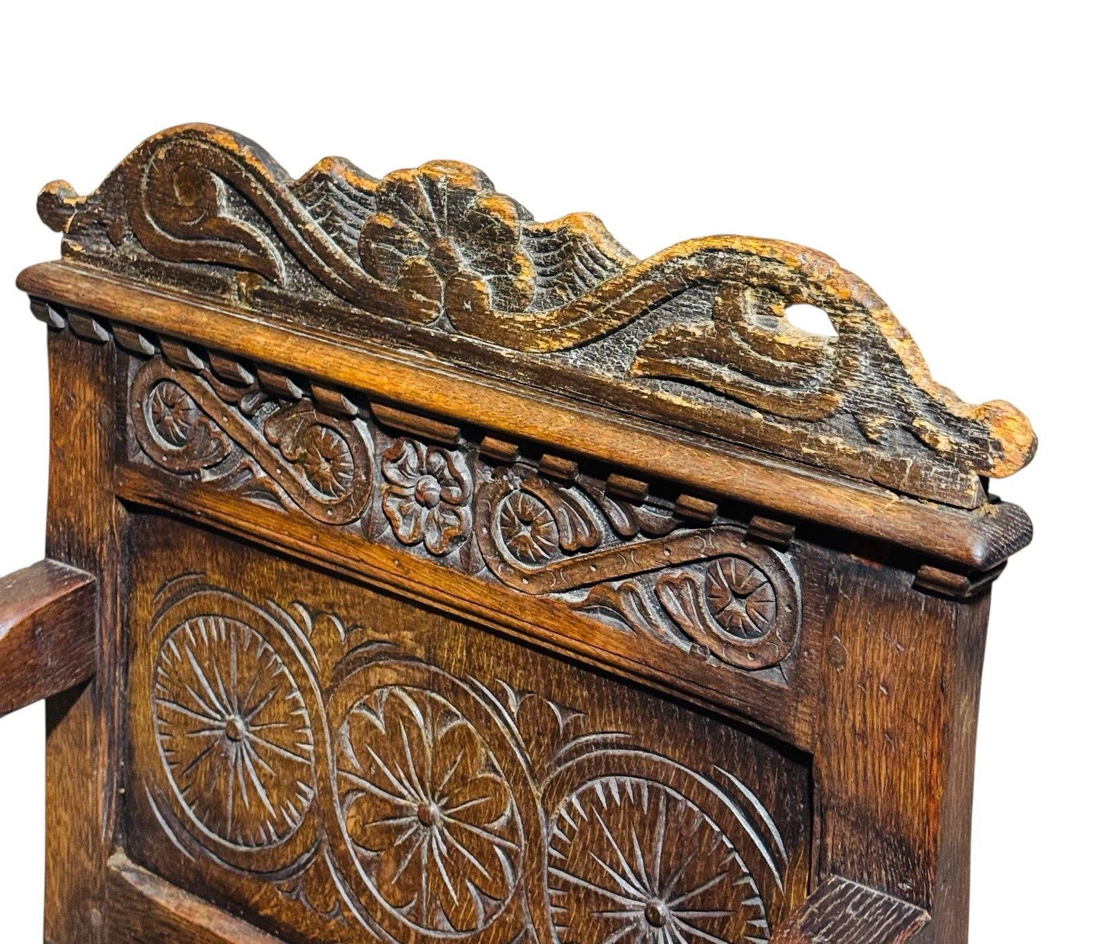 Antique Carved English Oak Wainscot Armchair Superior Quality C1670s Rare photo buy