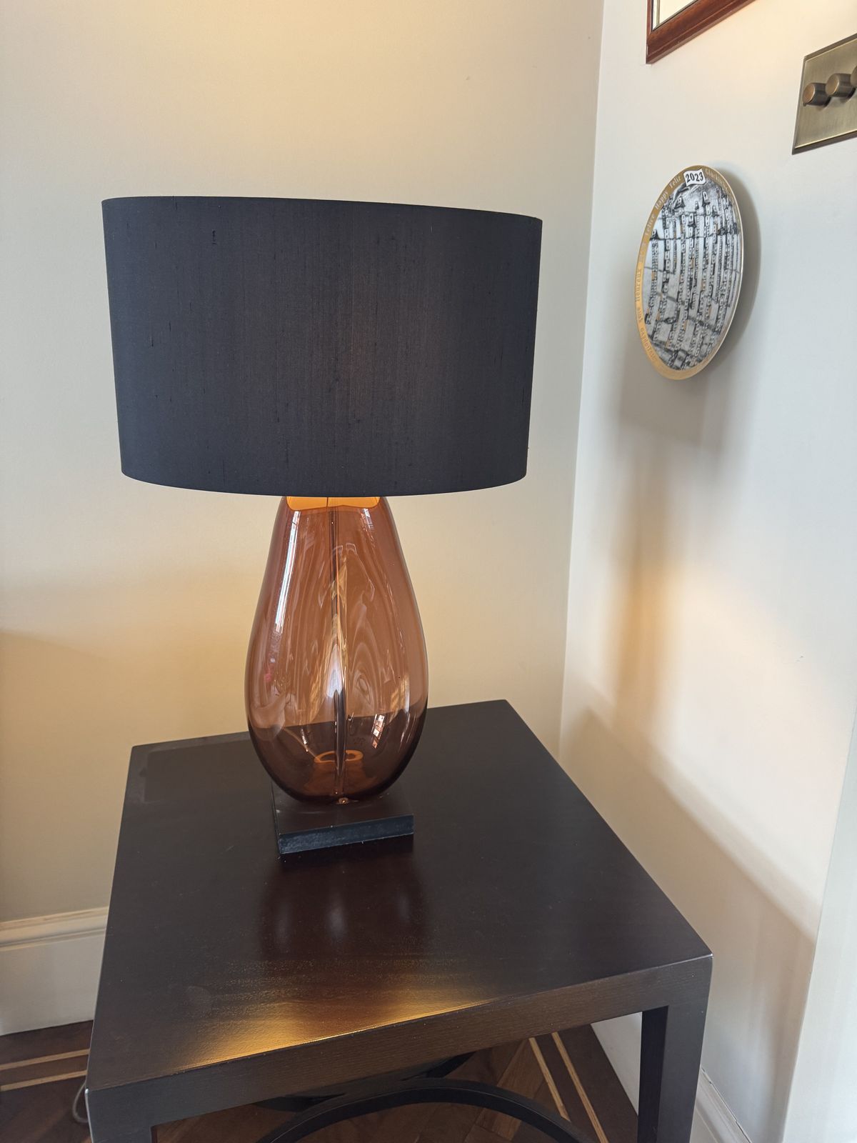 Pair Of Porta Romana Coffee Bean Table Lamps – Amber Glass photo vinterior