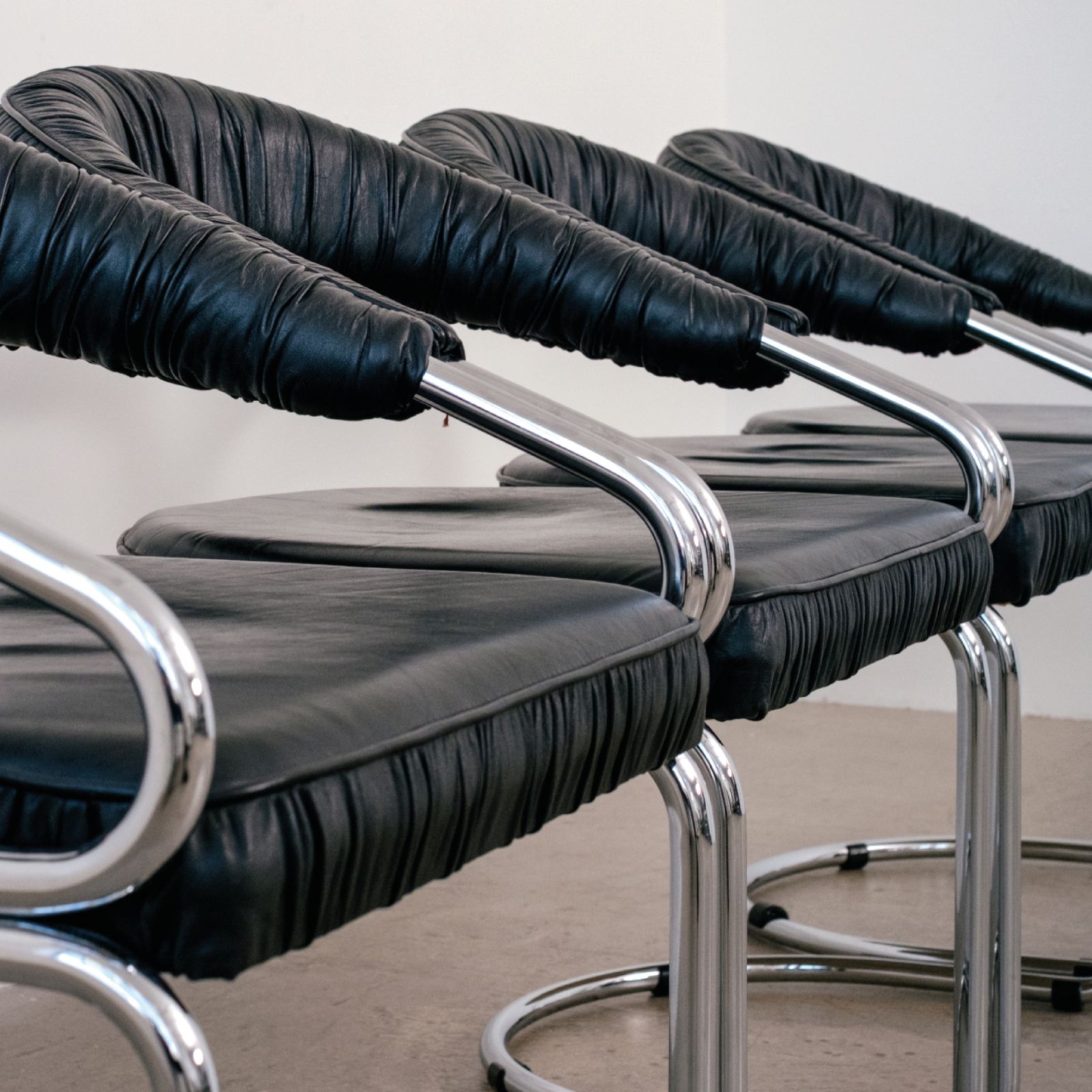 Set Of 4 Steel Chairs By Giotto Stoppino For Kartell, Italy, 1970s photo for sale