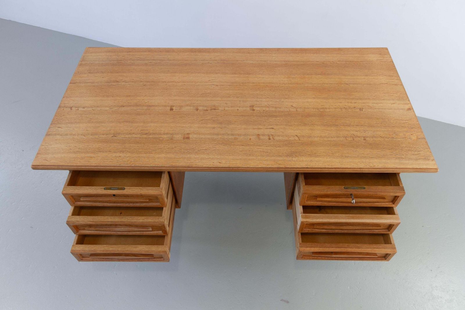 Mid Century Danish Freestanding Oak Desk Attributed To Henning Kjærnulf, 1960s. photo for sale
