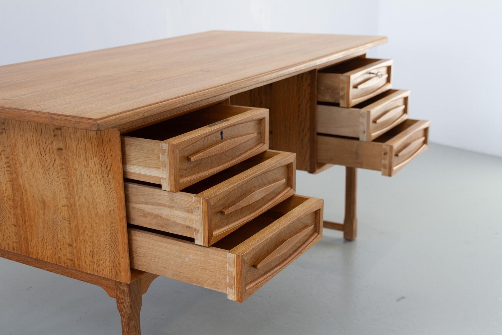 Mid Century Danish Freestanding Oak Desk Attributed To Henning Kjærnulf, 1960s. photo Furniture