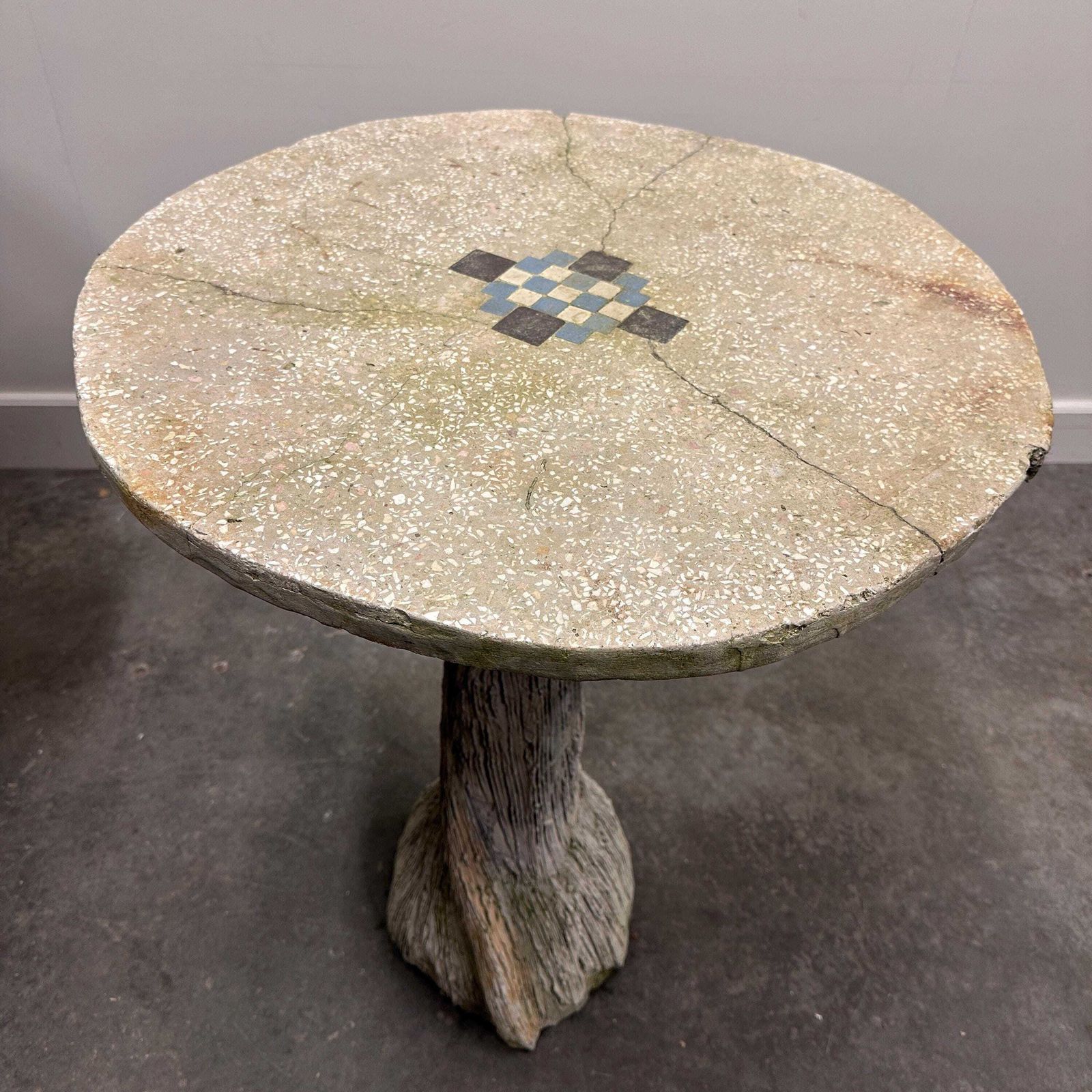 Paar Vintage Faux Bois Bijzettafels Met Terrazzo Bladen, Europa, Jaren 1970. photo vintage