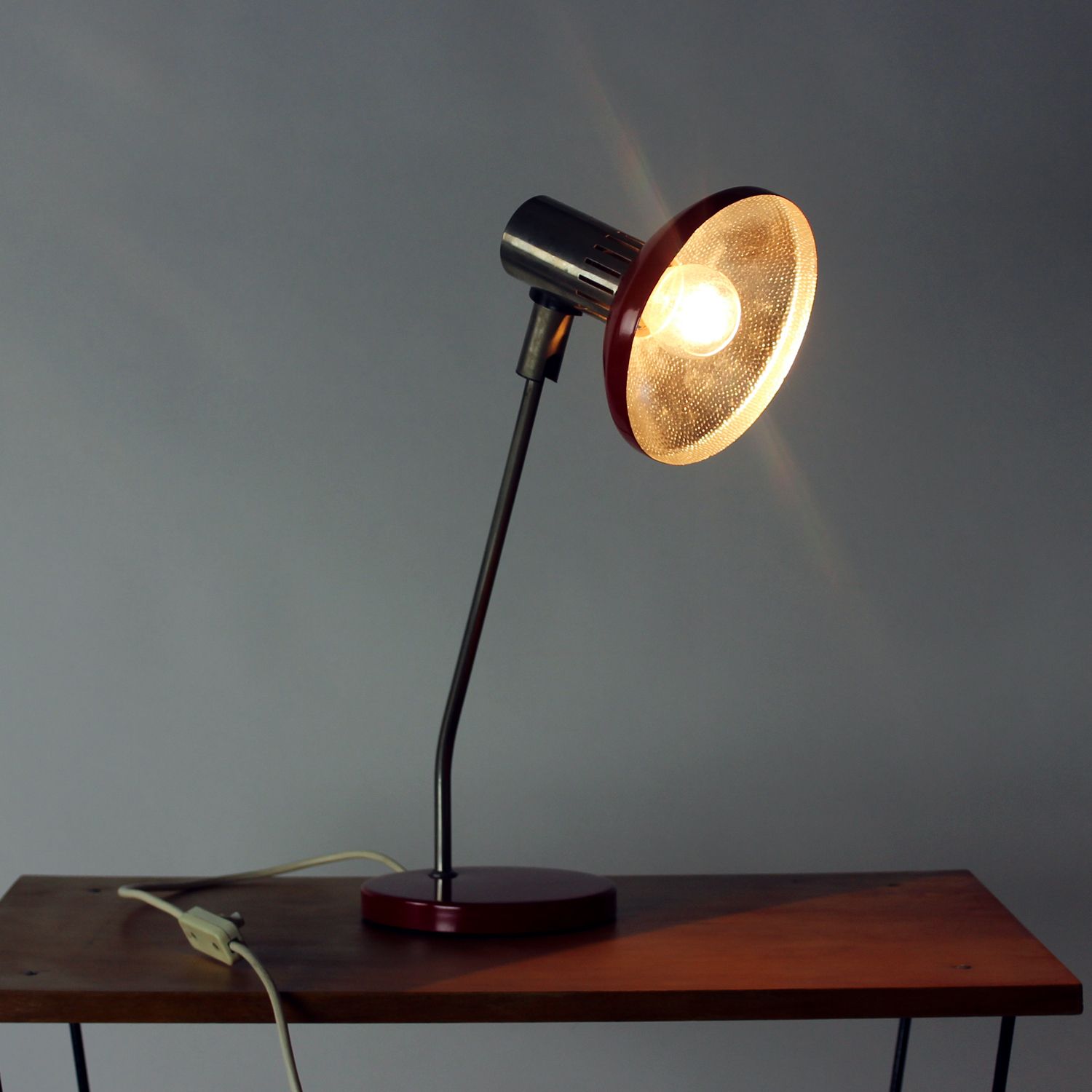 Midcentury Red Table Lamp By Aka Leuchen, Germany 1970s photo Lighting